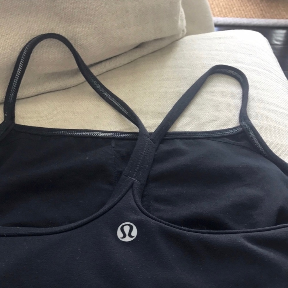 Black lululemon power y tank top size 4
